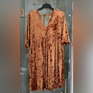 Kori Plus burnt orange velvet midi dress.